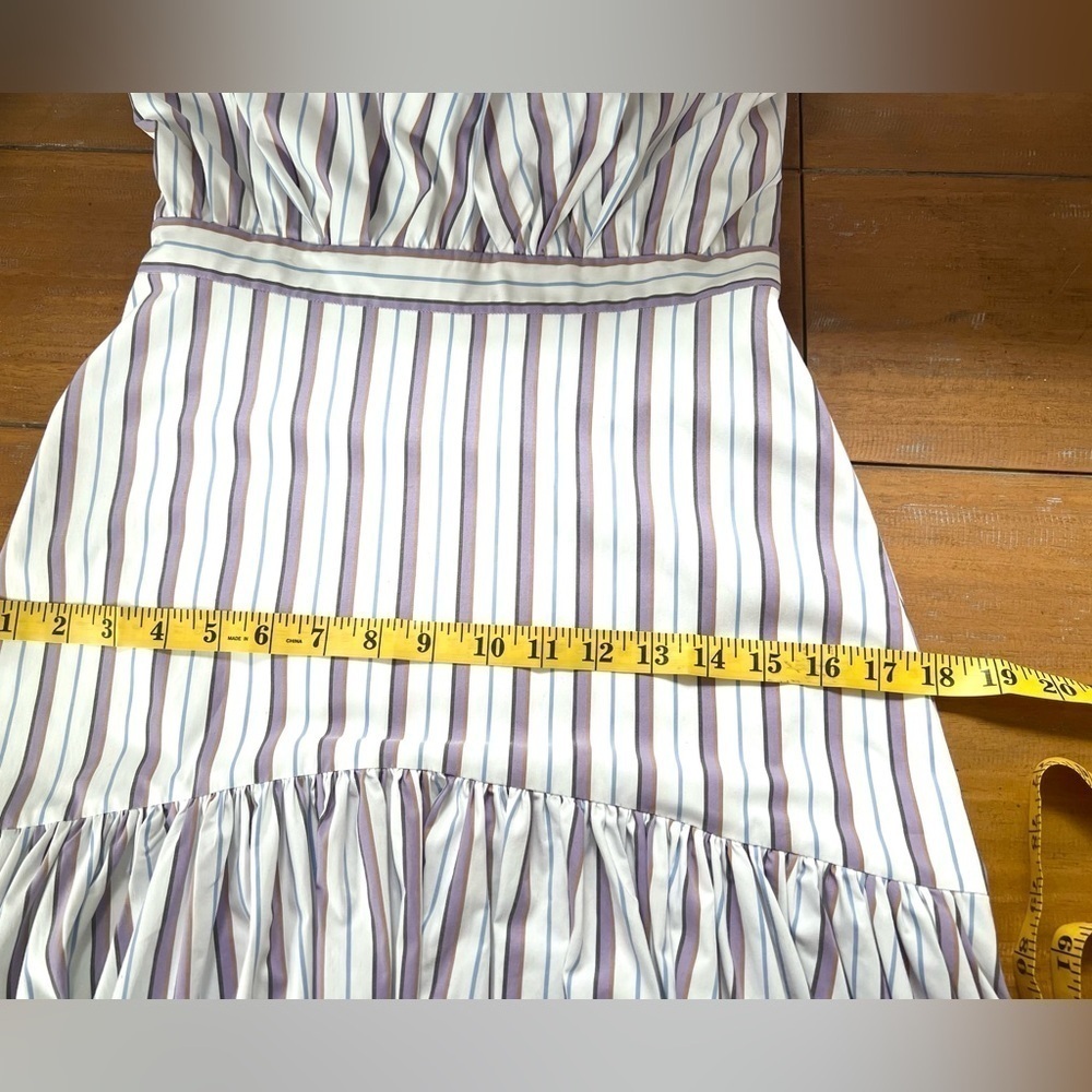 Veronica Beard Lavender and White Striped High-Low Halter Dress - Picture 13 of 16